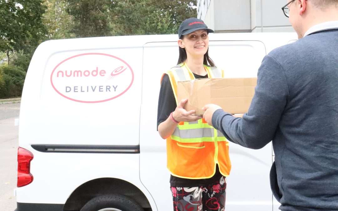 Local courier from Numode doing a delivery